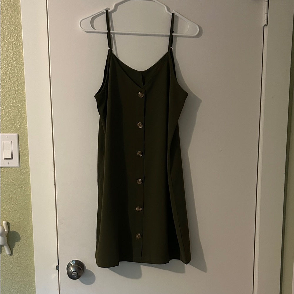 Olive Button-Down Women's Top